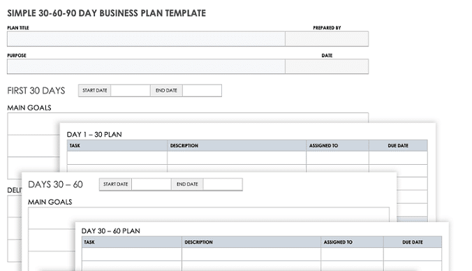 simple 30 60 90 day business plan template