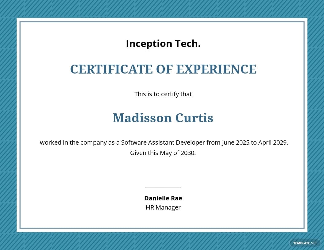 Job experience certificate template google slides 