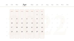 An interactive calendar for April 2022