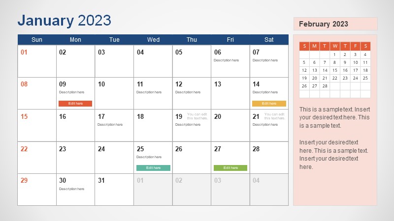 2023 powerpoint calendar template