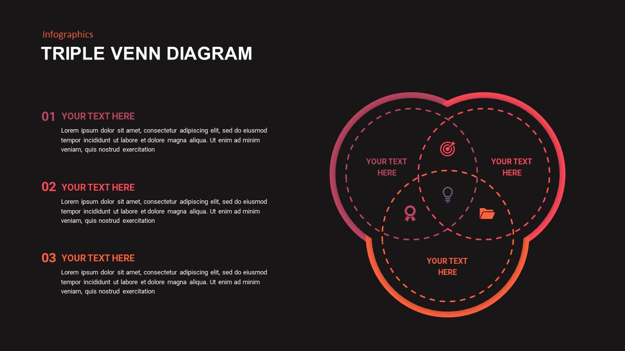 dark venn diagram infographics